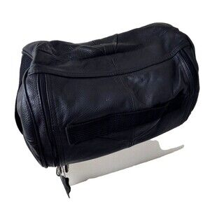 Carroll Leather Toiletry Bag Dopp Kit Black Men Large Travel 12" x 10" Zipper